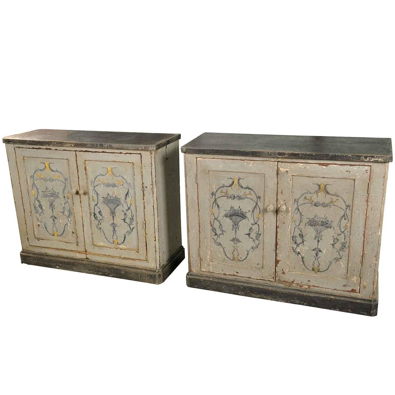 Pair of 19th Century Painted Buffets from Portugal