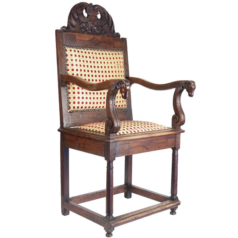 Ceremonial Chair of Carved Walnut 17th Siècle at 1stDibs