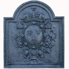 Important French Louis the 14th Period Cast Iron Fireback, 17th Century