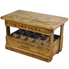 Antique French Wooden Champagne Bottles Storage Rack from Burgundy
