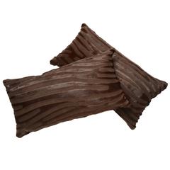 Pair of Contemporary Laser Cut Zebra Print Cowhide Hair Lumbar Pillows 5