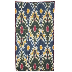 Antique 19th Century Silk Warp, Cotton Weft, Uzbek Ikat Panel 4'5'' x  5'8''