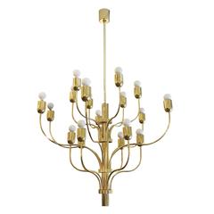 Graceful Eighteen-Arm Brass Chandelier, Italy, 1960s 10