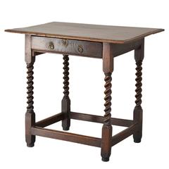 Oak Sidetable with Drawer, England, Late 17th Century