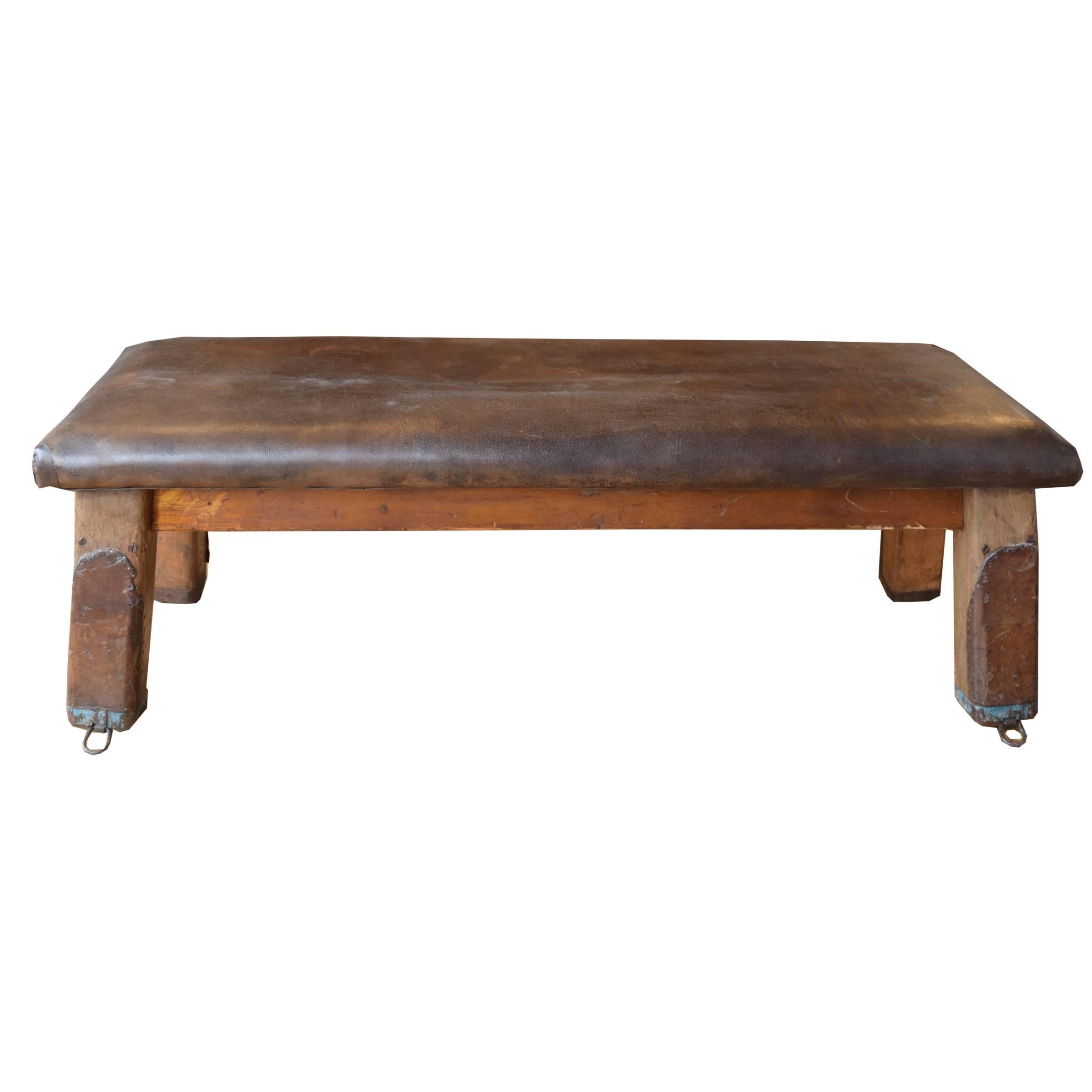 Wood and Leather Vaulting Table