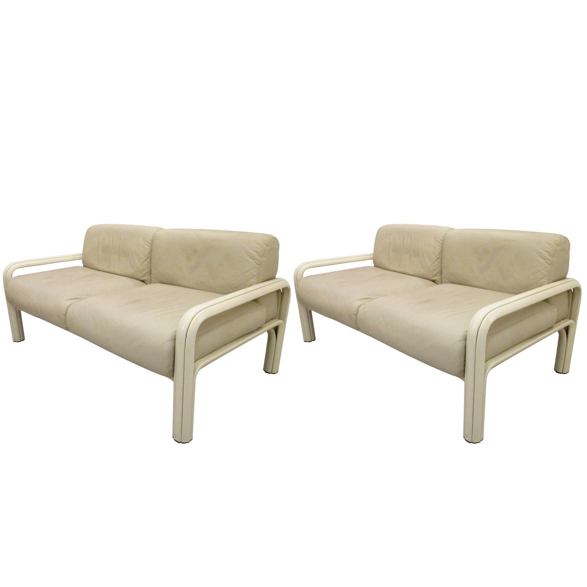 Pair of Gae Aulenti Two-Seat Settees