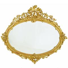 Large 19th Century Ornate Carved Wood and Gilt Swedish Mirror