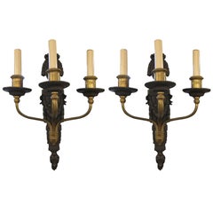 1910 Pair of Gilt Bronze Louis XV Style Sconces by E. F. Caldwell of New York