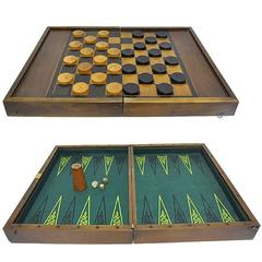 19th Century, French Backgammon and Checkers Game Signed Arthaud, Paris