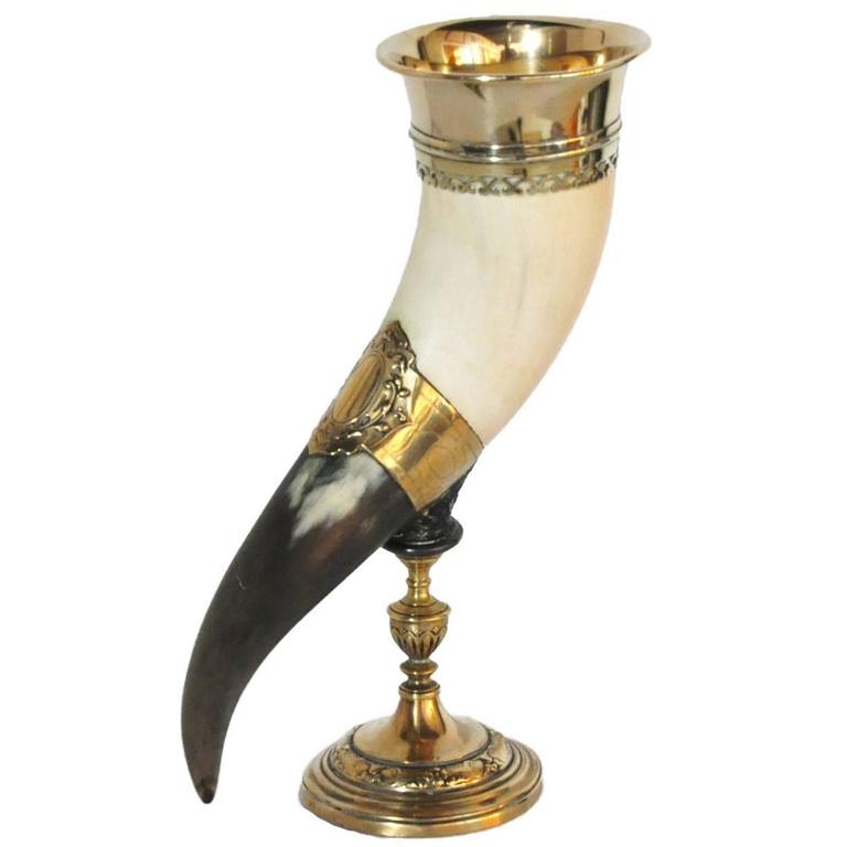 19th Century German Horn and Brass Cornucopia Vase at 1stDibs