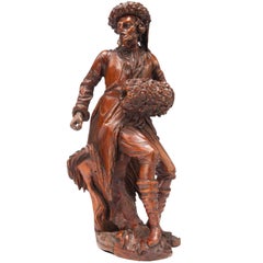 Gentleman d'Europe du Nord en bois de tilleul sculpté, XIXe siècle