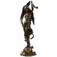 Grande sculpture en bronze de L'Aurore d'après un modèle d'Auguste Moreau, vers 1900