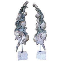 Pair of 18th Century Decorative Fragments on Stands