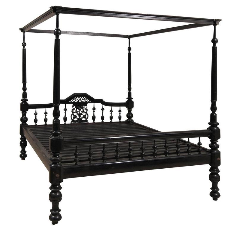Antique Black Four Post Canopy Style Bed at 1stdibs