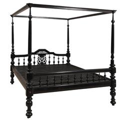 Vintage Black Four Post Canopy Style Bed