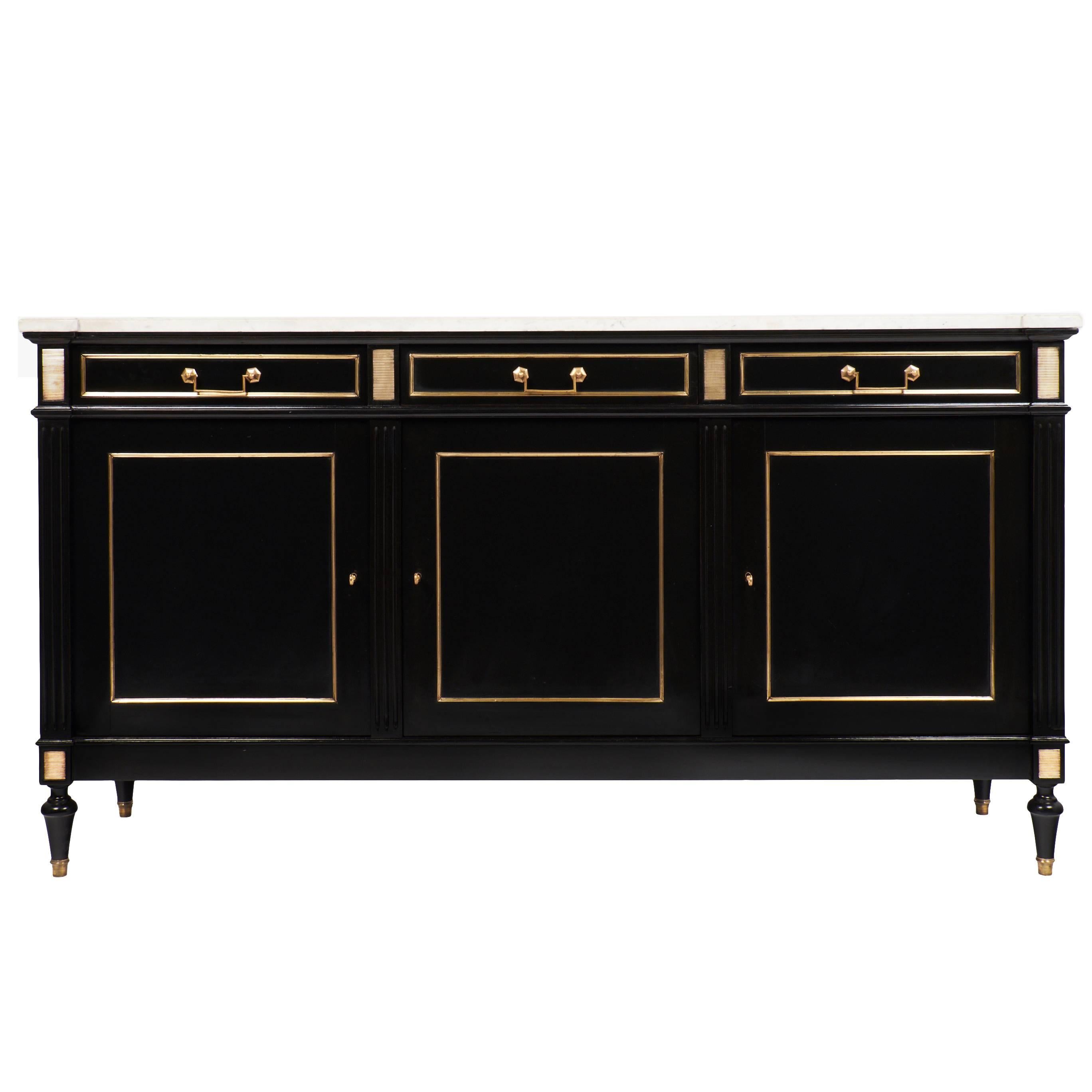 Louis XVI Style French Marble Top Buffet in the Manner of Jansen