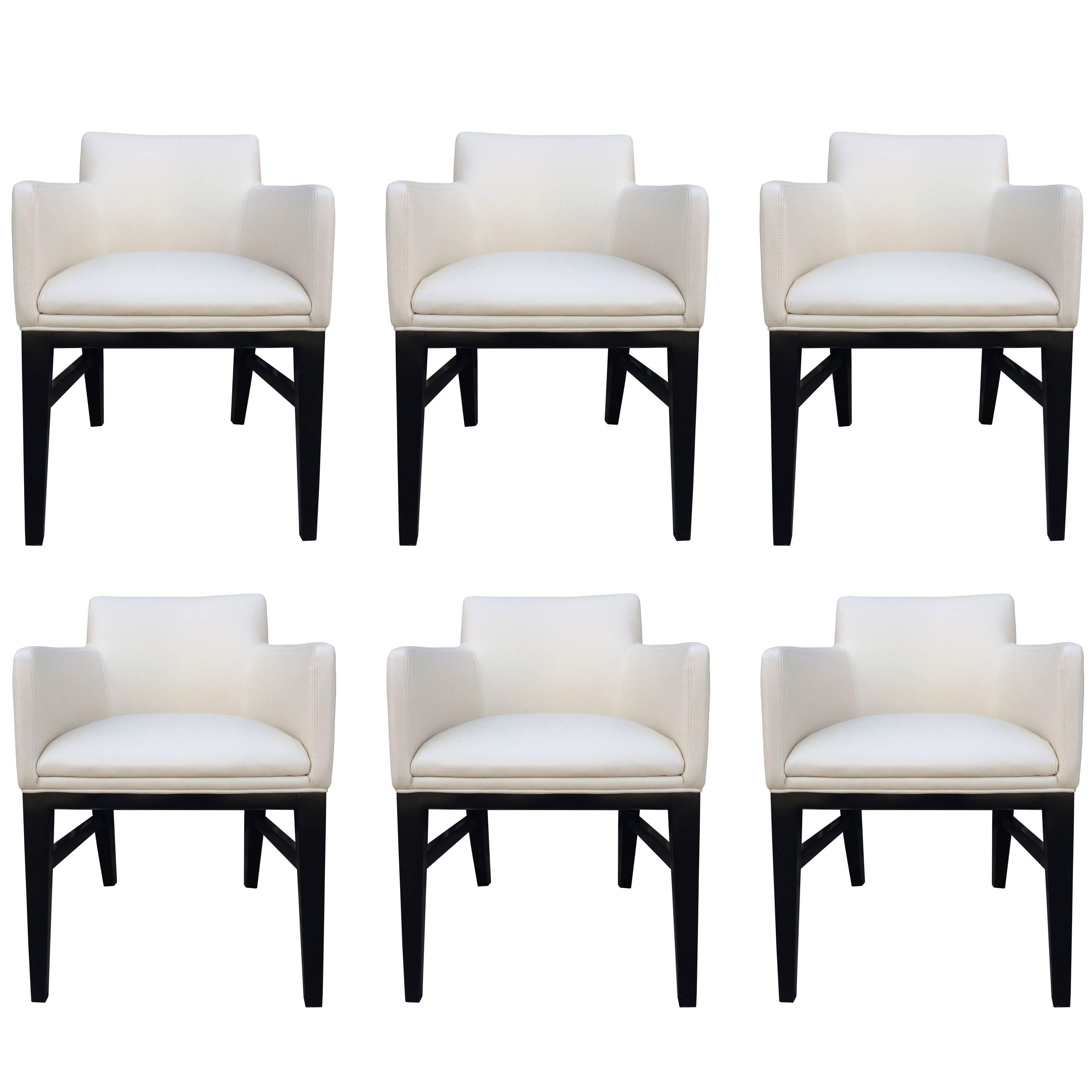 Stunning Set of Six Dunbar Style Vintage Chairs