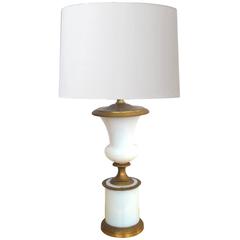 Good Quality French White Opaline Glass Urn-Form Lamp with Gilt-Bronze Fittings