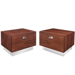 Pair of Clean-Line Bedside End Tables in Brazilian Rosewood by Milo Baughman