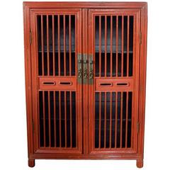 Antique Chinese Red Lacquer Cabinet