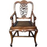 Antique 19th Century Chinese Carved Chair with Hand-Carved Pierced Splat