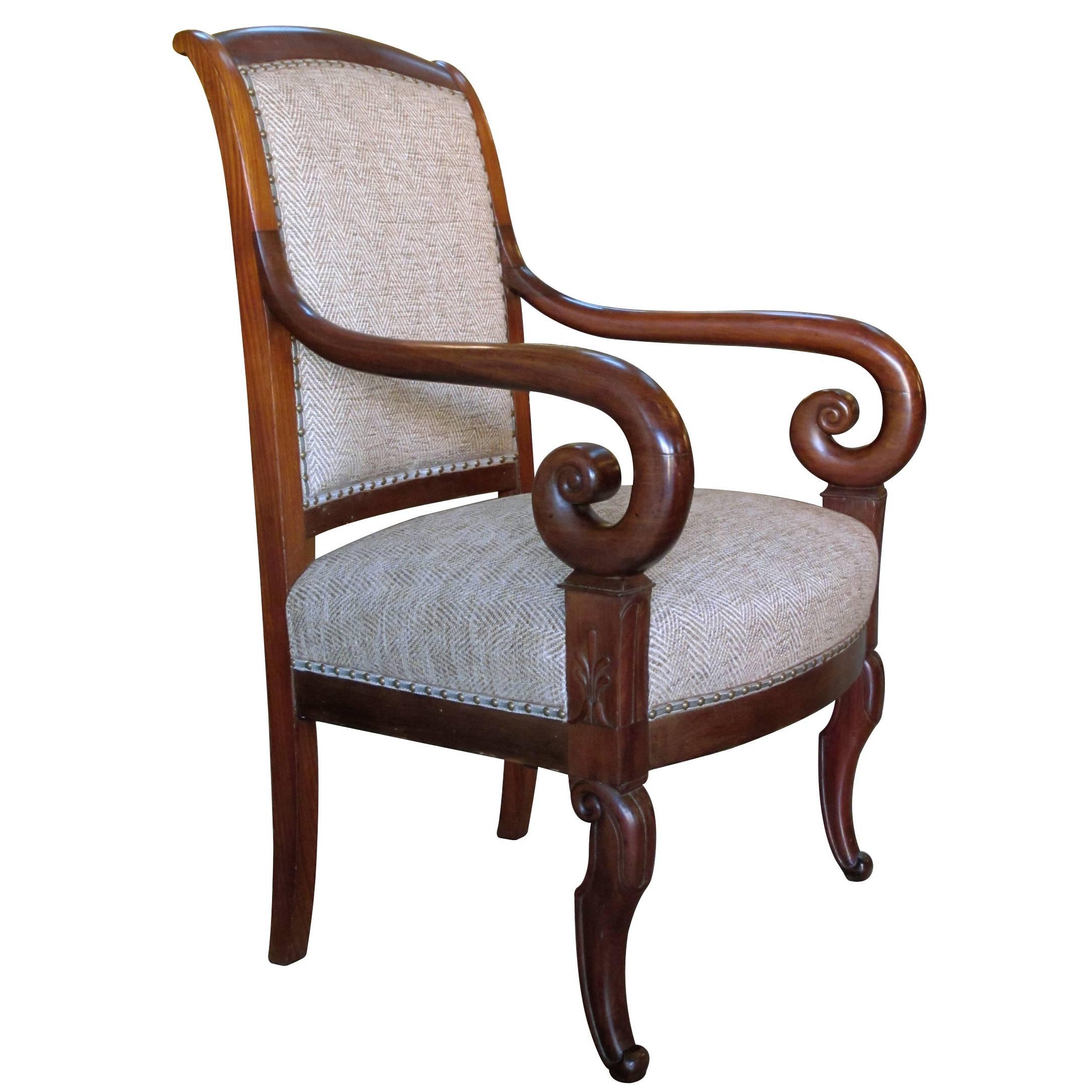 A Handsome French Restauration Mahogany Armchair