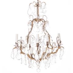 French 19th Century Crystal and Brass Chandelier