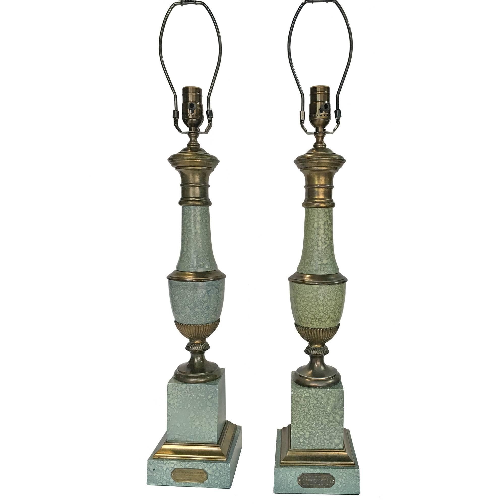 Metal Pair of Painted Tole Lamps