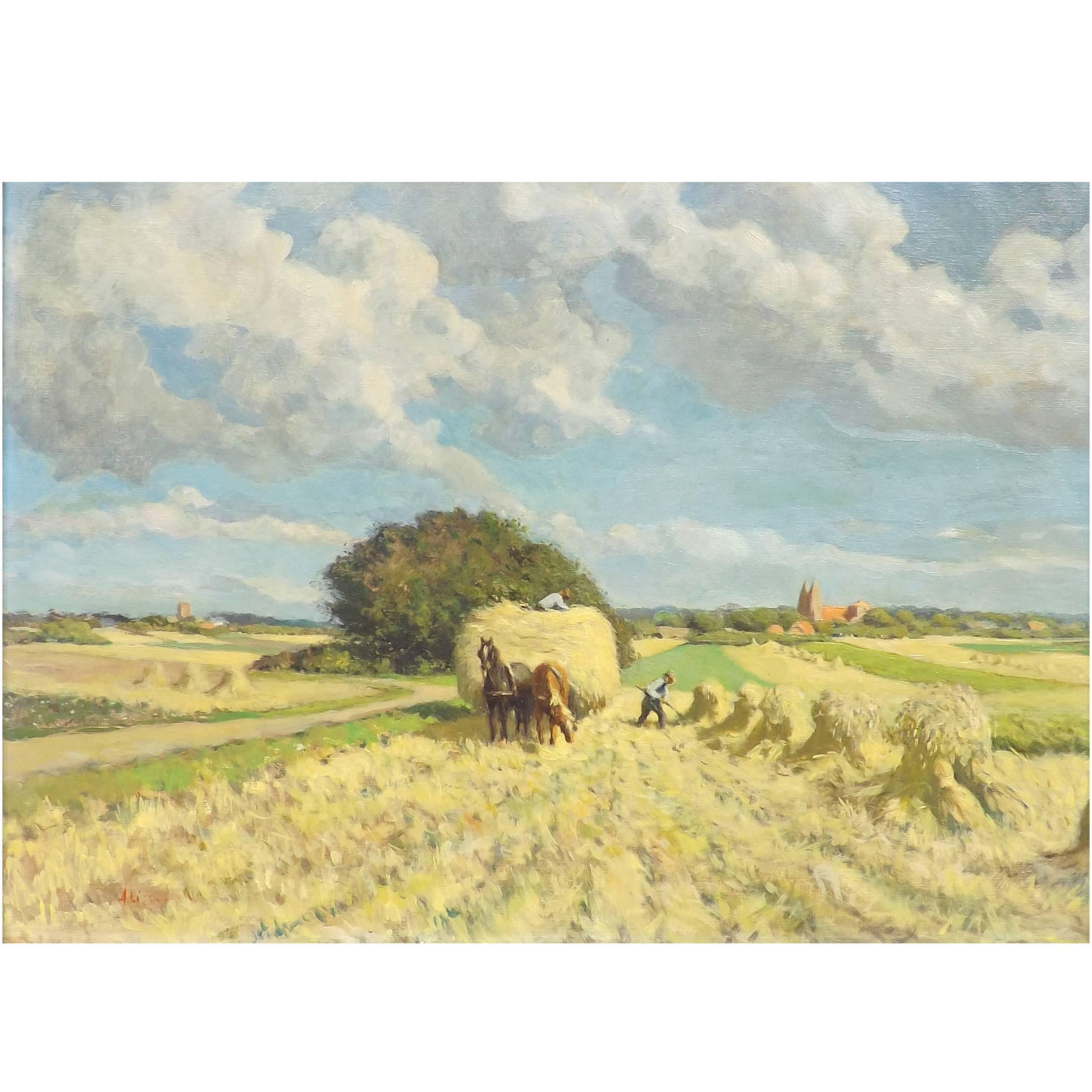 'Golden Harvest' Original Oil Painting, circa 1920 For Sale