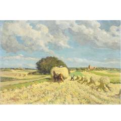 Used 'Golden Harvest' Original Oil Painting, circa 1920