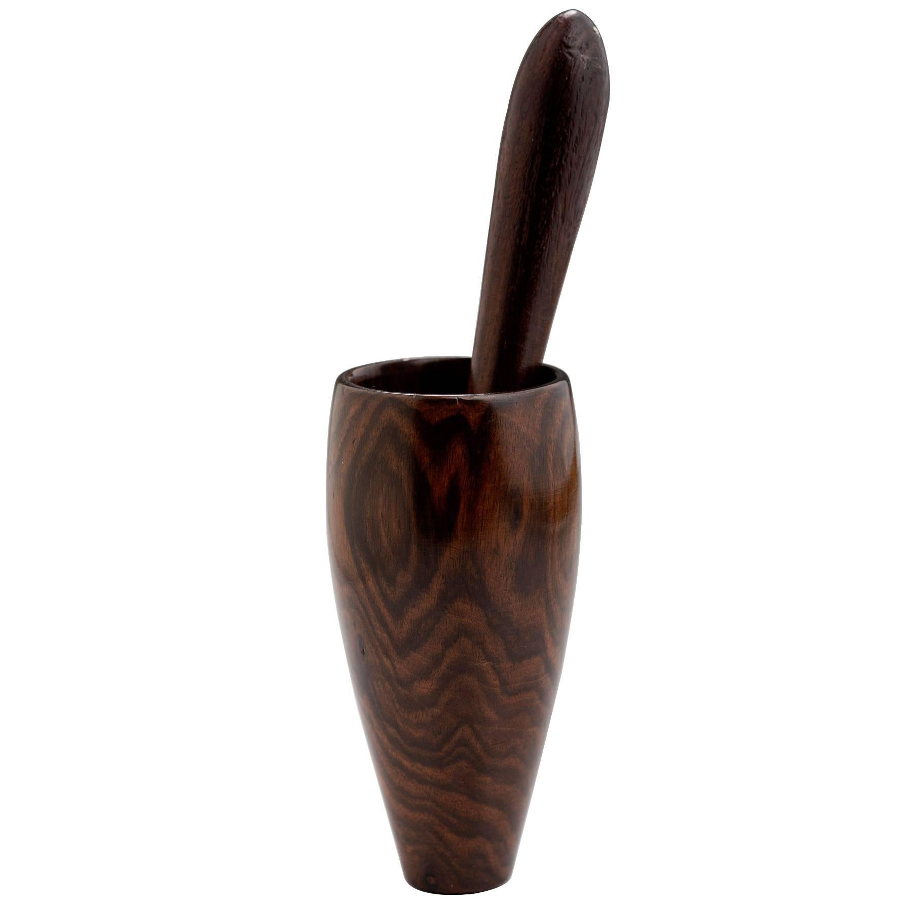 English Rosewood Mortar and Pestle for Snuff/Tobacco Accessories, 19th Century For Sale