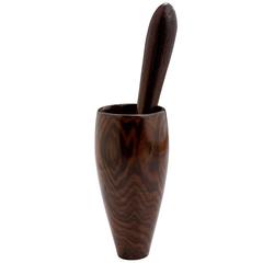 Antique English Rosewood Mortar and Pestle for Snuff/Tobacco Accessories, 19th Century