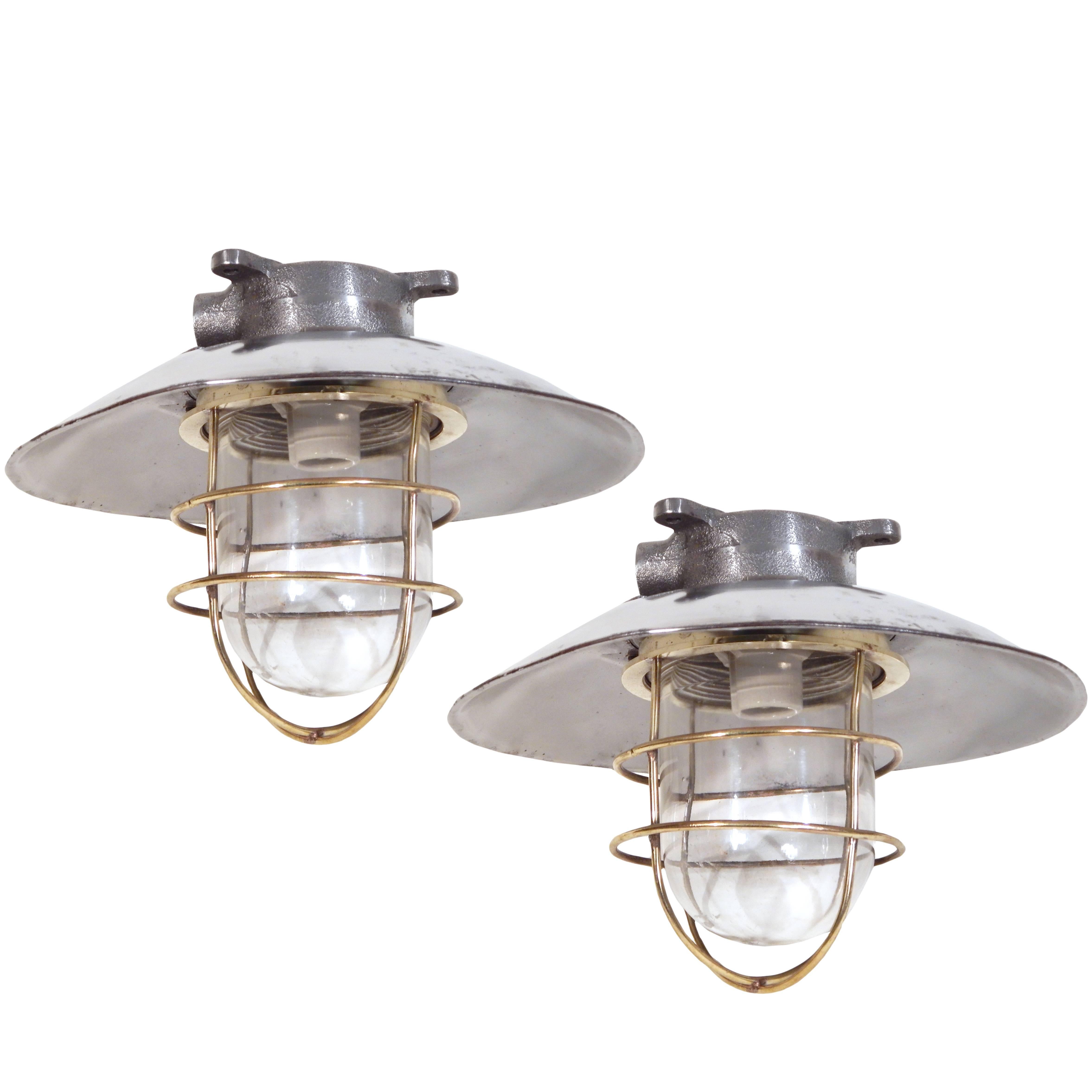 Nautical Steel Ceiling Fixture For Sale