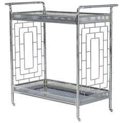 Chinoiserie Stainless Steel Bar Cart