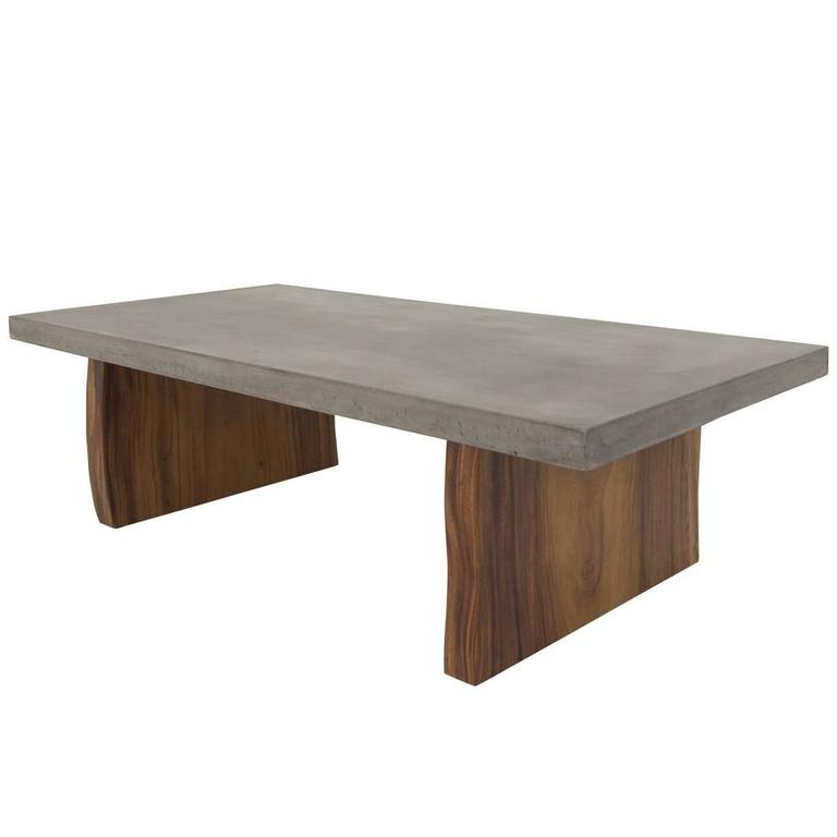 Mid Century Modern Style Indoor Outdoor Concrete Coffee Table With - Concrete Coffee Table Wooden Legs Mid Century Modern Style Indoor Outdoor Concrete Coffee Table With - Concrete Coffee Table Wooden Legs