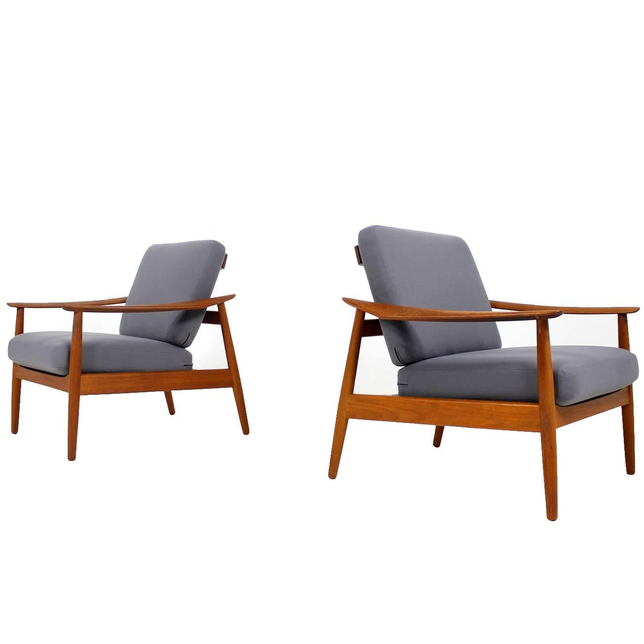 Beautiful Pair of 1960s Arne Vodder Teak Easy Chairs Mod. 164, Danish Modern