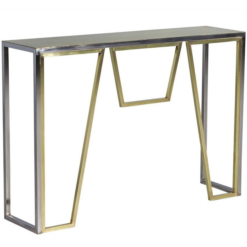 Satin Brass and Polished Nickel Console Table