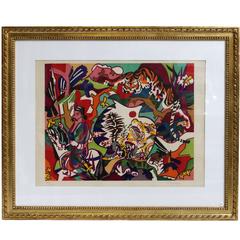 Lithograph by Charles Lapicque "Jungle Tiger," 1970 5