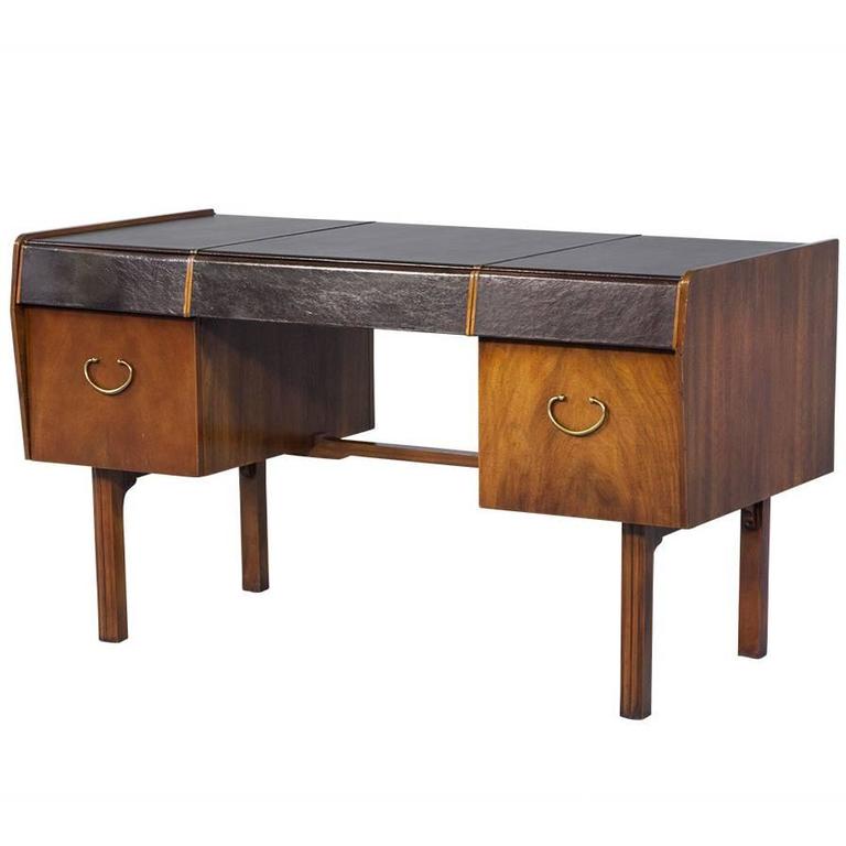 MidCentury Modern Teak Leather Top Desk by John at 1stDibs
