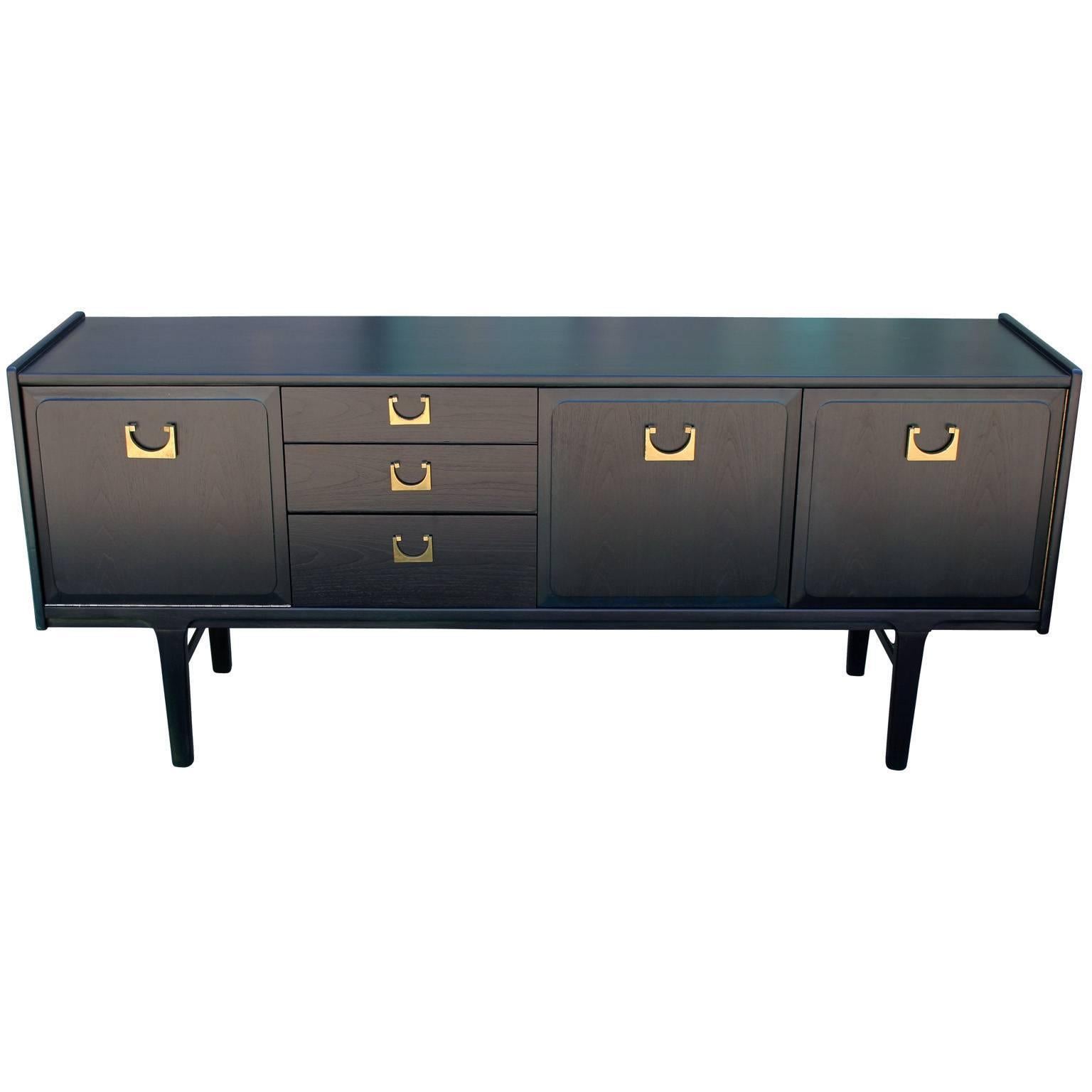 Bold Navy Dyed Sideboard with Brass Hardware