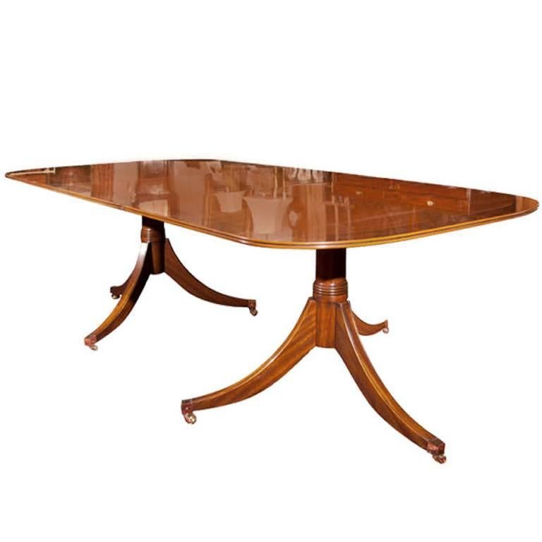 Custom English Walnut Double Pedestal Dining Table For Sale at 1stDibs