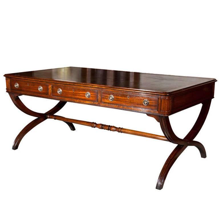 Custom English Crossed Sabre Leg Writing Table For Sale At 1stdibs