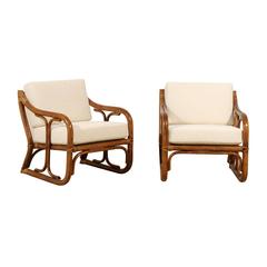 Restored Pair of Vintage Modern Rattan Loungers 10