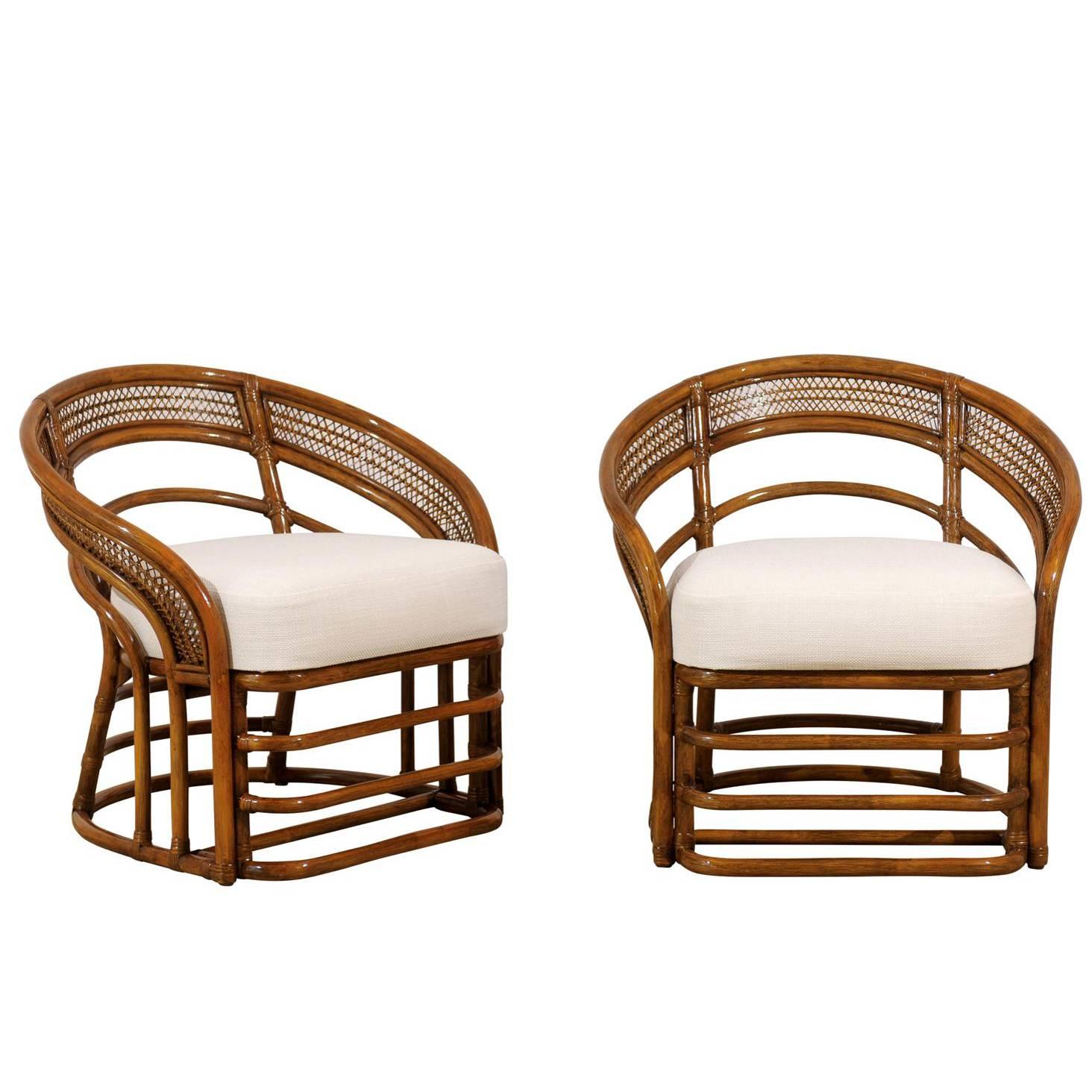 Fabulous Pair of Restored Rattan Chairs by Brown Jordan