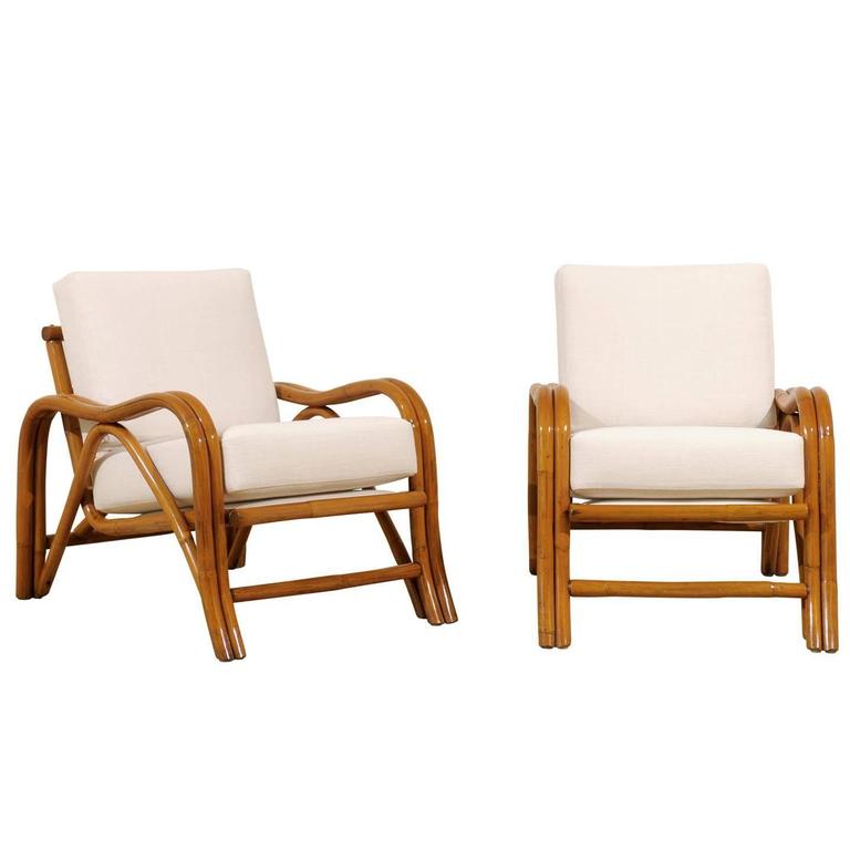 Fantastic Pair of Restored Vintage Modern Rattan Loungers at 1stDibs