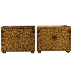 Restored Pair of Vintage Faux Tortoise Shell Cabinets by Henredon 9