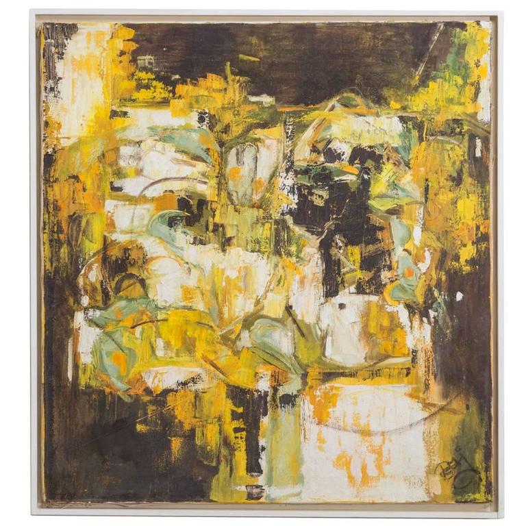 A Framed Abstract Oil Painting 1960s signed For Sale at 1stDibs