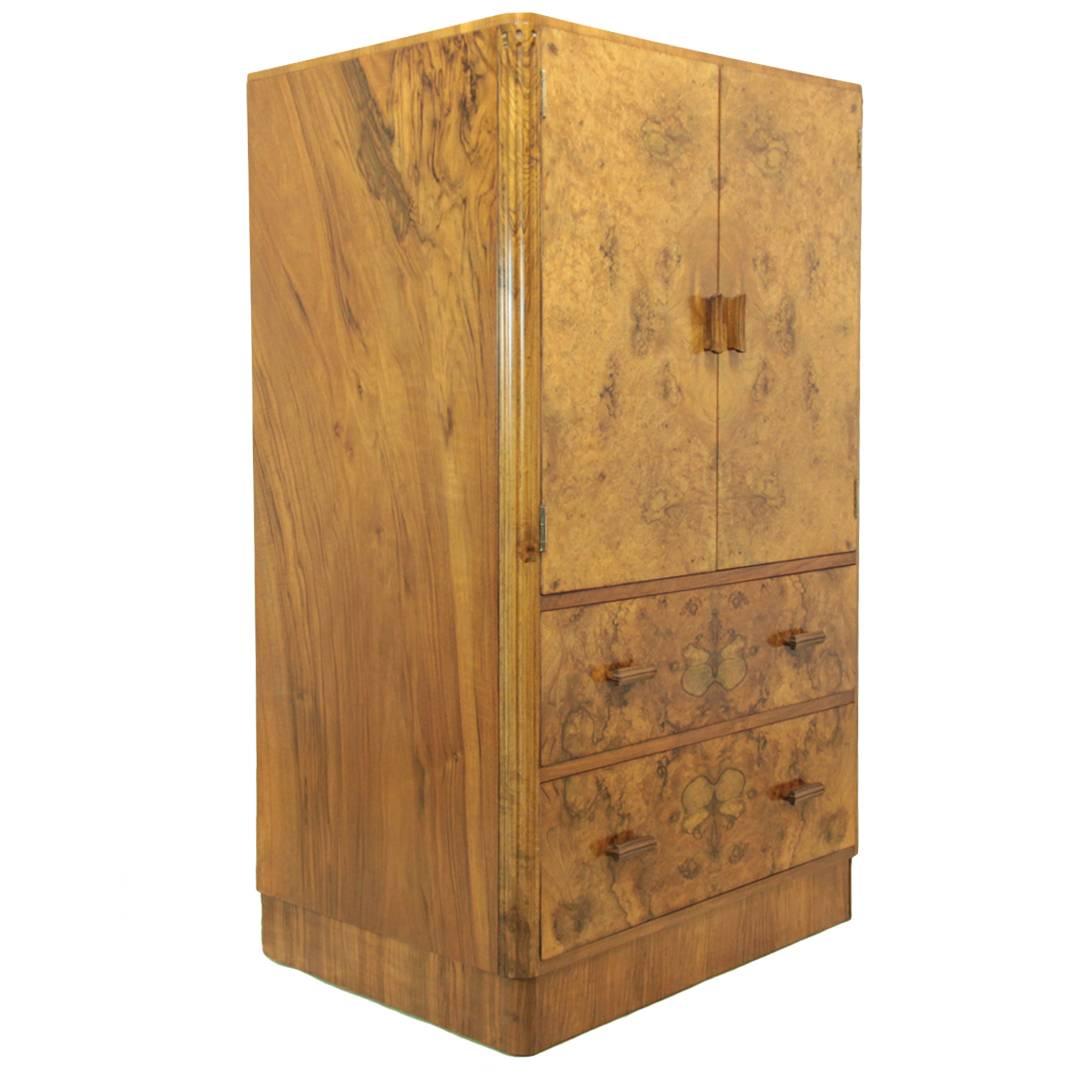 Art Deco Walnut Tallboy English, circa 1930