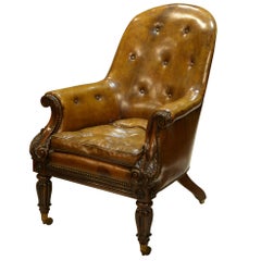 Antique Regency Period Rosewood Library Chair