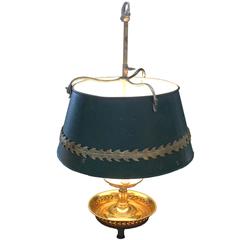 Antique Early 20th Century Brass Tole Bouillotte Lamp
